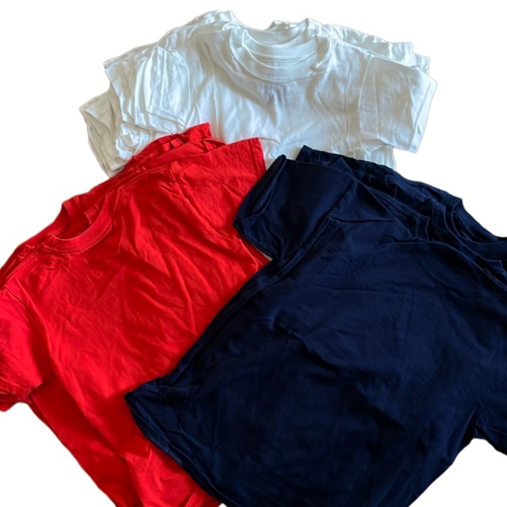 BUNDLE OF 23 CHILDRENS HANES-FRUIT OF THE LOOM RED WHITE BLUE CRAFT TSHIRT SML